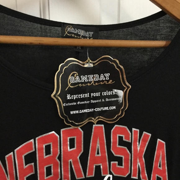 GAME DAY COUTURE Women’s sz Medium Top Long Sleeve Nebraska Huskers Black + NWT - Picture 6 of 7